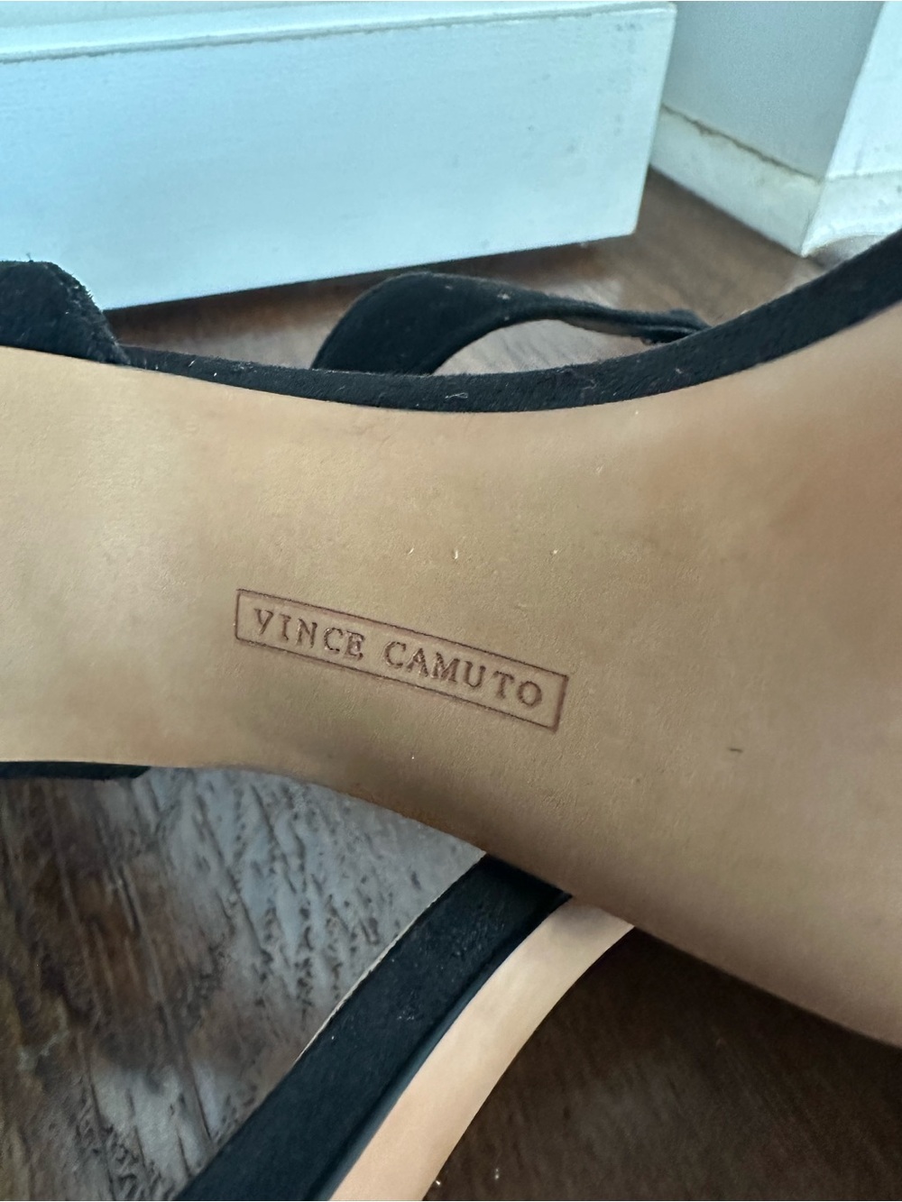 Vince Camuto Black Suede Ankle-Strap Heel Sandals - Picture 6 of 8